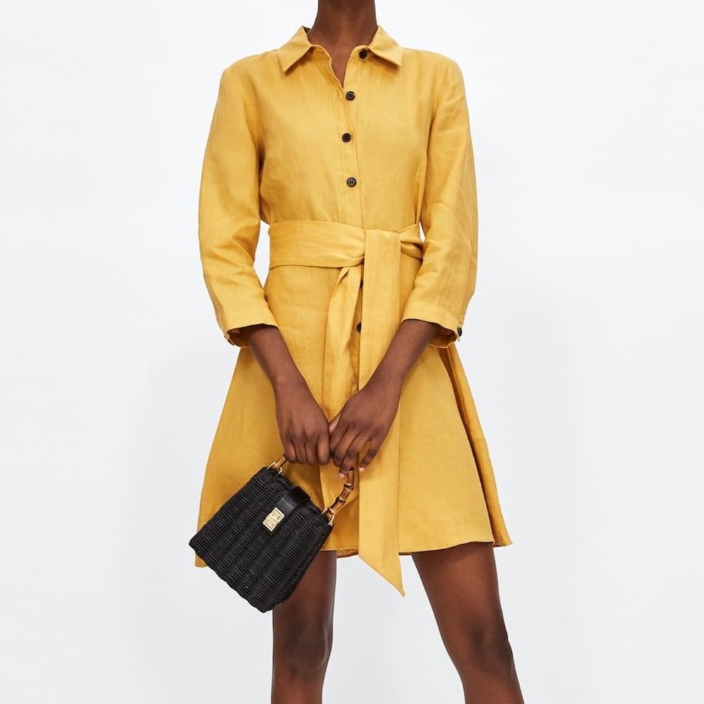 NWT 💛 ZARA Linen Shirt Dress 💛
